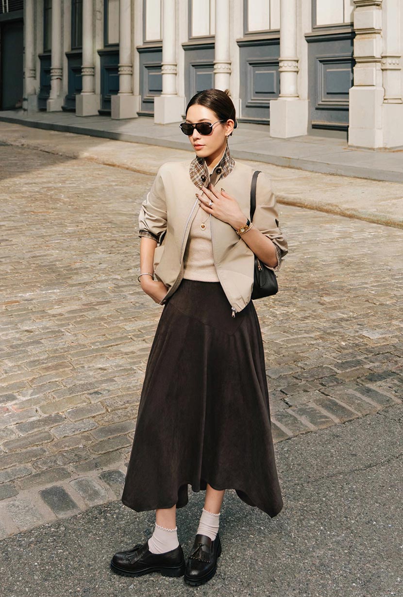 Petite Studio's Wyatt Wool Skirt in Chocolate