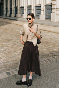 Petite Studio's Wyatt Wool Skirt in Chocolate