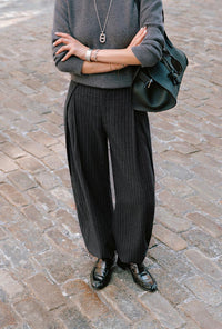 Petite Studio's Natalia Wool Pants in Charcoal Striped