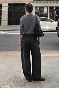 Petite Studio's Natalia Wool Pants in Charcoal Striped