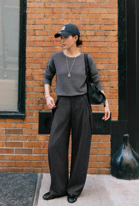 Petite Studio's Natalia Wool Pants in Charcoal Striped
