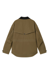 Petite Studio's Bryce Cotton Barn Jacket in Olive Brown