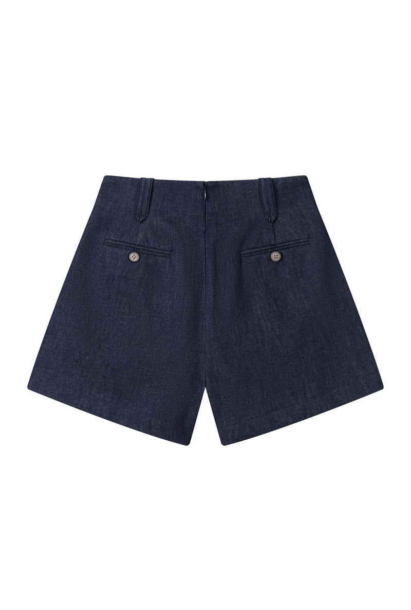 Petite Studio's Anne Linen Shorts in Indigo