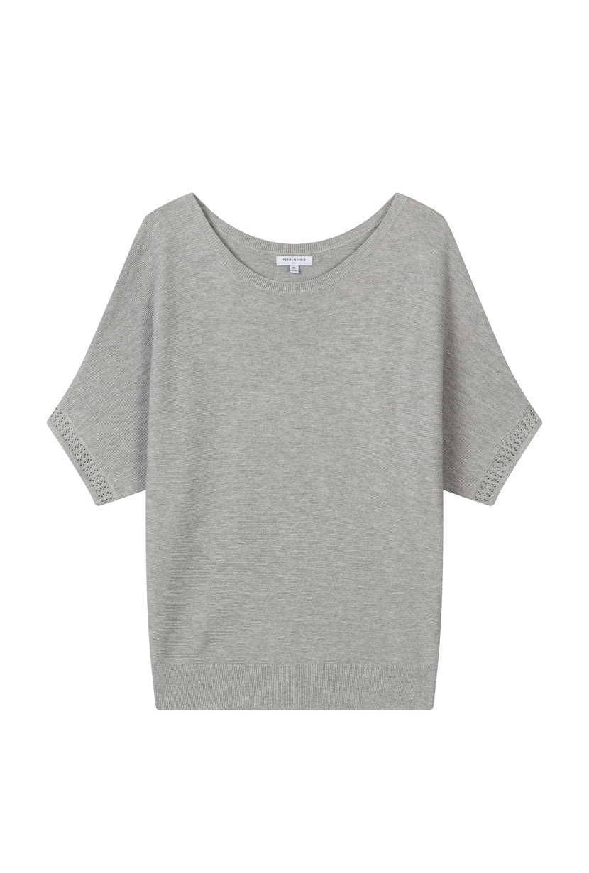 Petite Studio's Franco Cotton Knit Top in Grey 