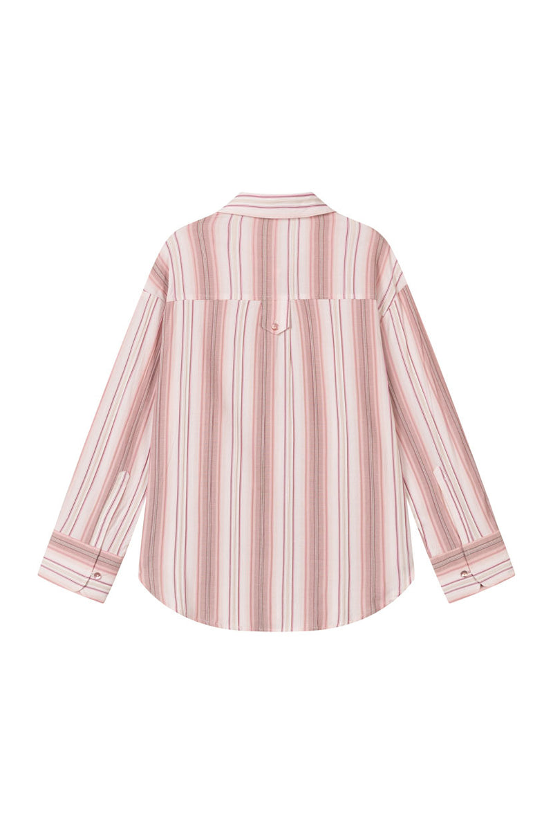 Petite Studio's Meg Cotton Shirt in Blush Striped