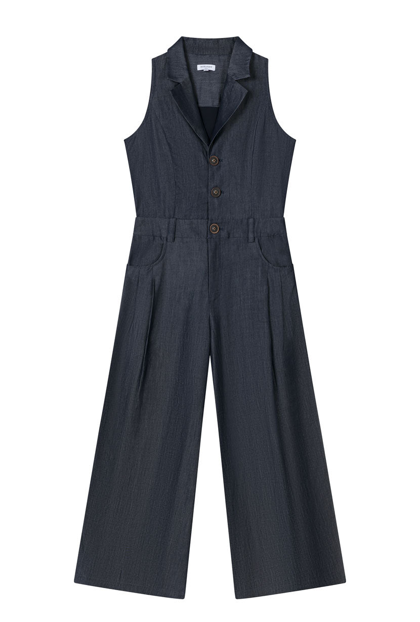 Petite Studio's Mitzi Jumpsuit in Denim Blue - Petite