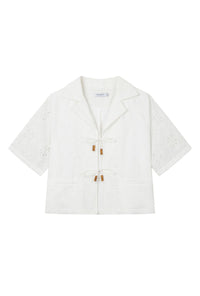 Petite Studio's Nadia Cotton Eyelet Blouse in White