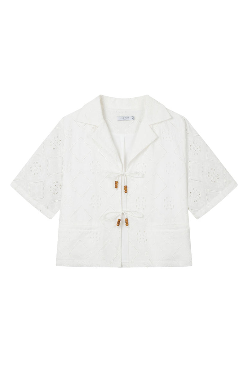 Petite Studio's Nadia Cotton Eyelet Blouse in White