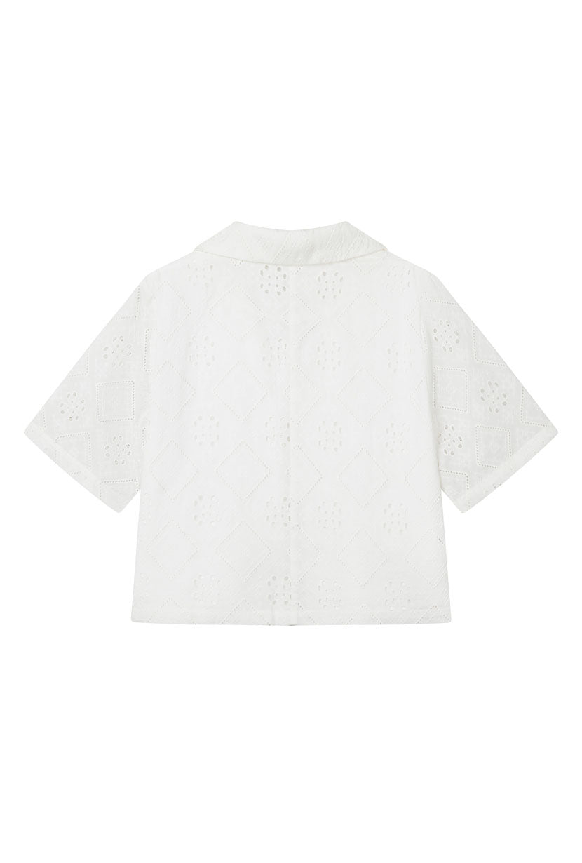 Petite Studio's Nadia Cotton Eyelet Blouse in White