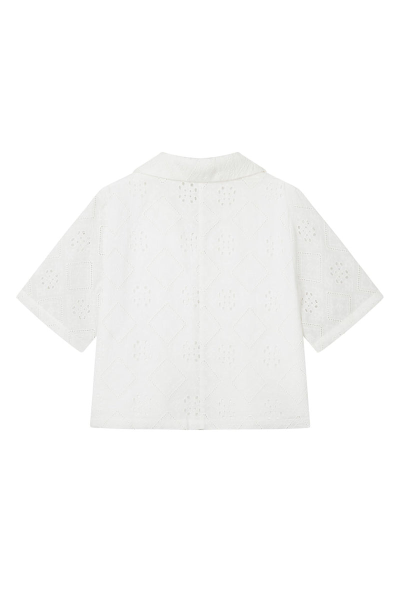 Petite Studio's Nadia Cotton Eyelet Blouse in White