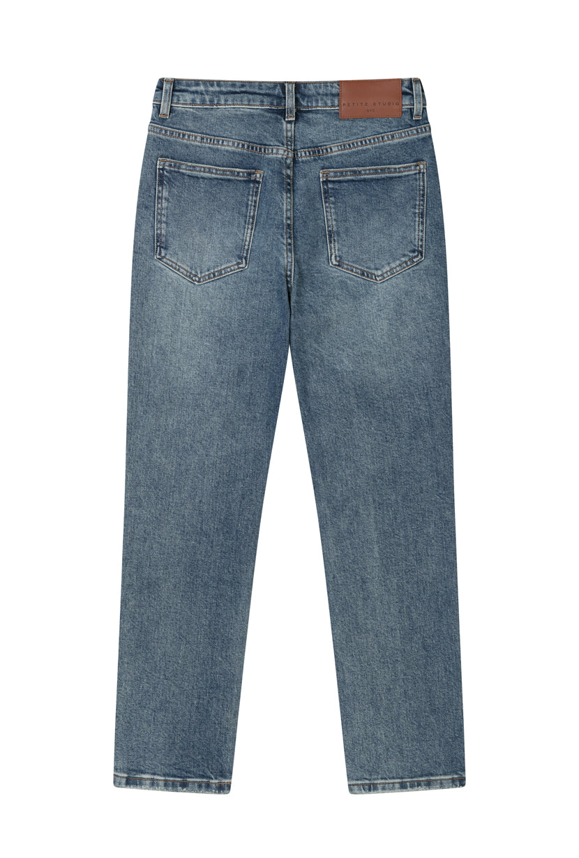 Petite Studio's Enid High-Rise Slim Ankle Jeans in Blue 