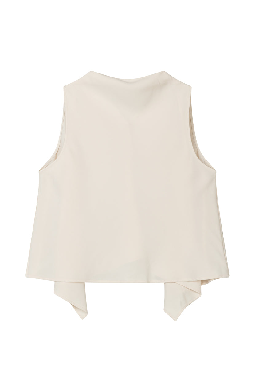 Petite Studio's Didi Cowl Neck Flared Top in Cream