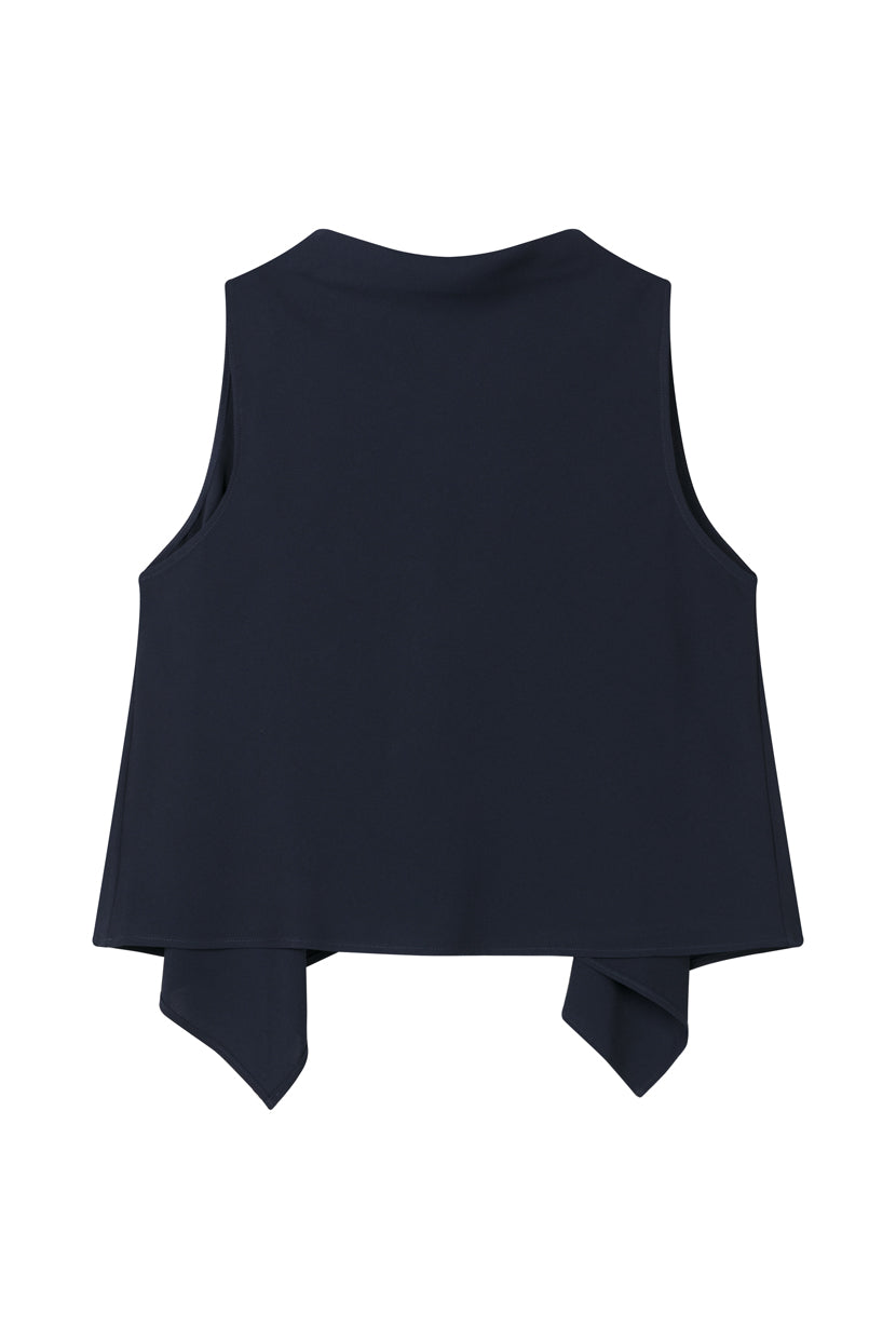 Petite Studio's Didi Cowl Neck Flared Top in Navy
