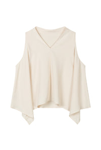 Petite Studio's Didi Cowl Neck Flared Top in Cream