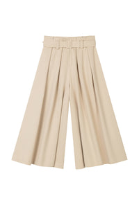 Petite Studio's Darby Wide-Leg Cotton Pants in Beige