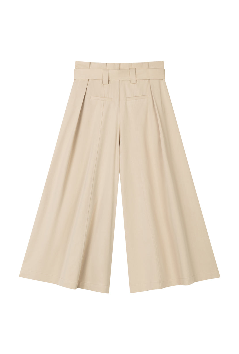 Petite Studio's Darby Wide-Leg Cotton Pants in Beige