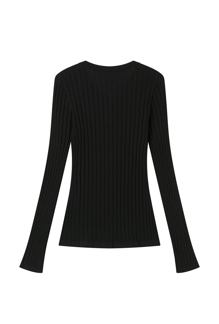 Petite Studio's Delsie Cotton Knit Top in Black - Petite Clothing