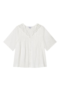 Petite Studio's Callie Linen Blouse in White 