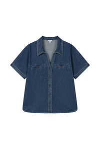 Petite Studio's Eris Cotton Shirt in Denim Blue