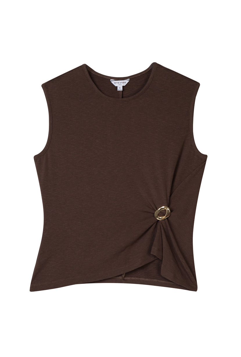Petite Studio's Jeevan Jersey Cotton Top in Chocolate