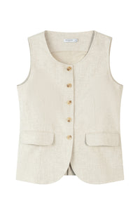 Petite Studio NYC's Ines Linen Vest in Oat