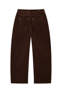 Petite Studio's Emani Corduroy Barrel Pants in Brown