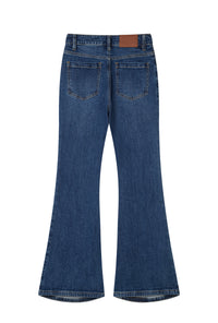 Petite Studio's Asher Mid-Rise Flared Jeans in Vintage Blue