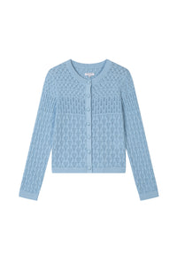 Hannah Cashmere Cotton Blend Cardigan - Sky