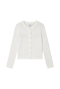 Petite Studio's Hannah Cashmere Cotton Blend Cardigan in Ivory