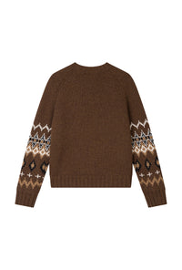Petite Studio's Marcus Fair Isle Merino Wool Sweater in Brown