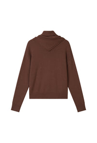 Petite Studio's Nori Merino Wool Scarf Sweater in Chocolate