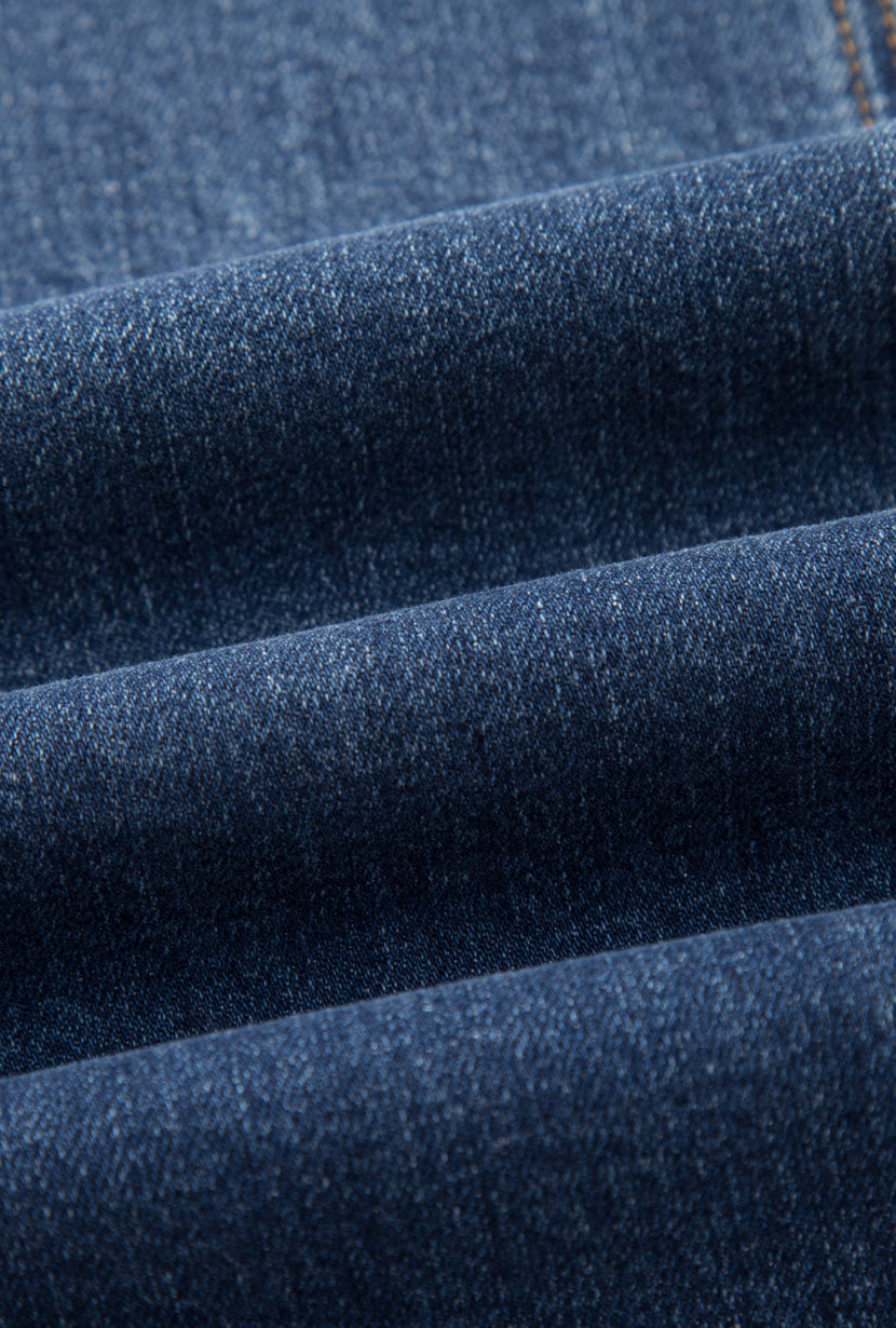 Petite Studio's Evie Mid-Rise Barrel Jeans in Blue 