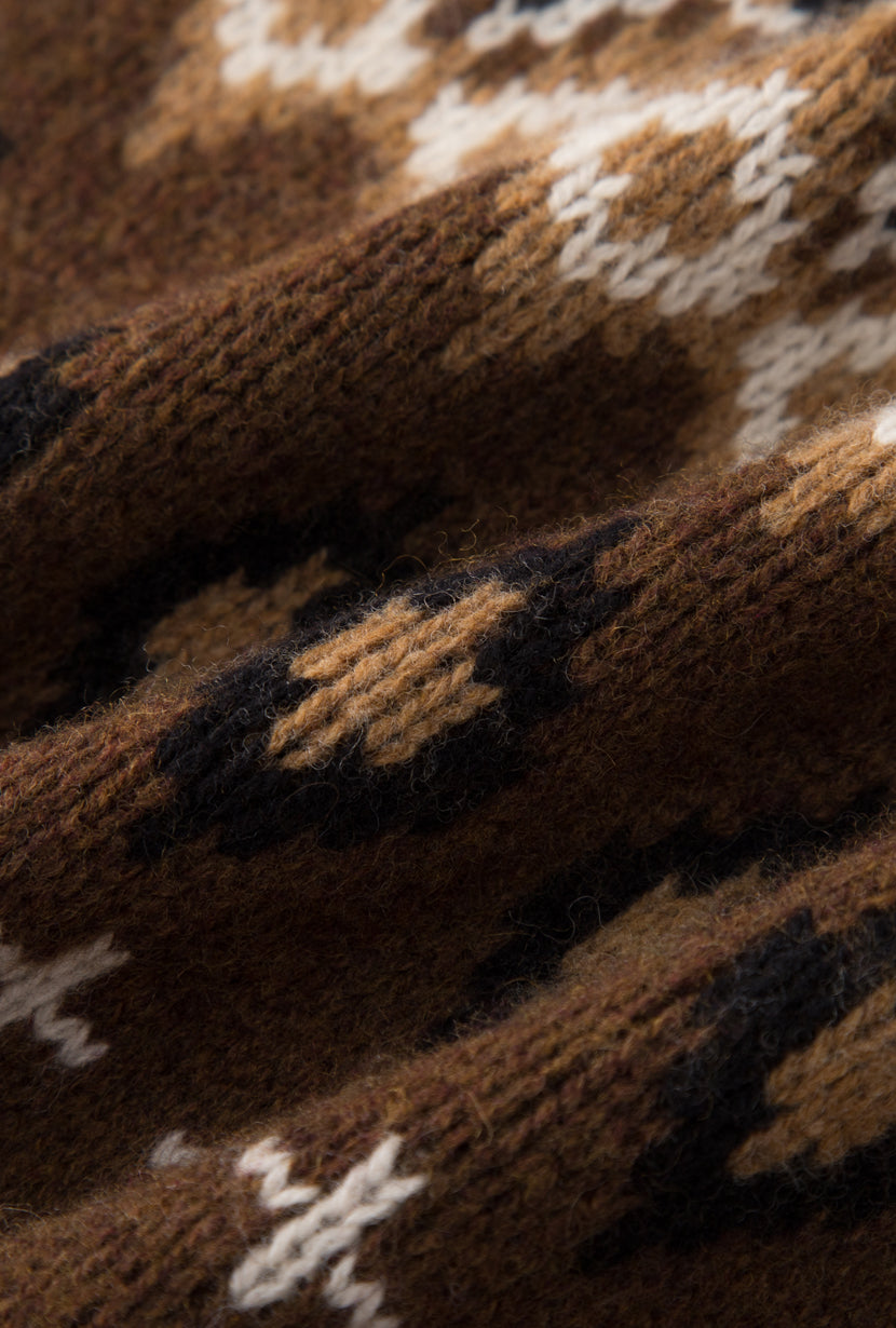 Petite Studio's Marcus Fair Isle Merino Wool Sweater in Brown
