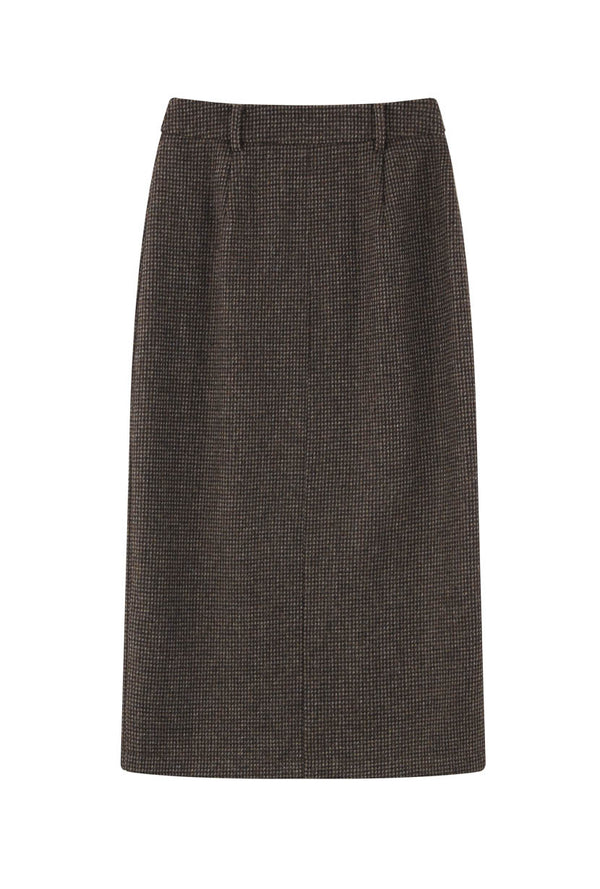 Black Woolblack Pencil Mini Skirt by Emily Daniell