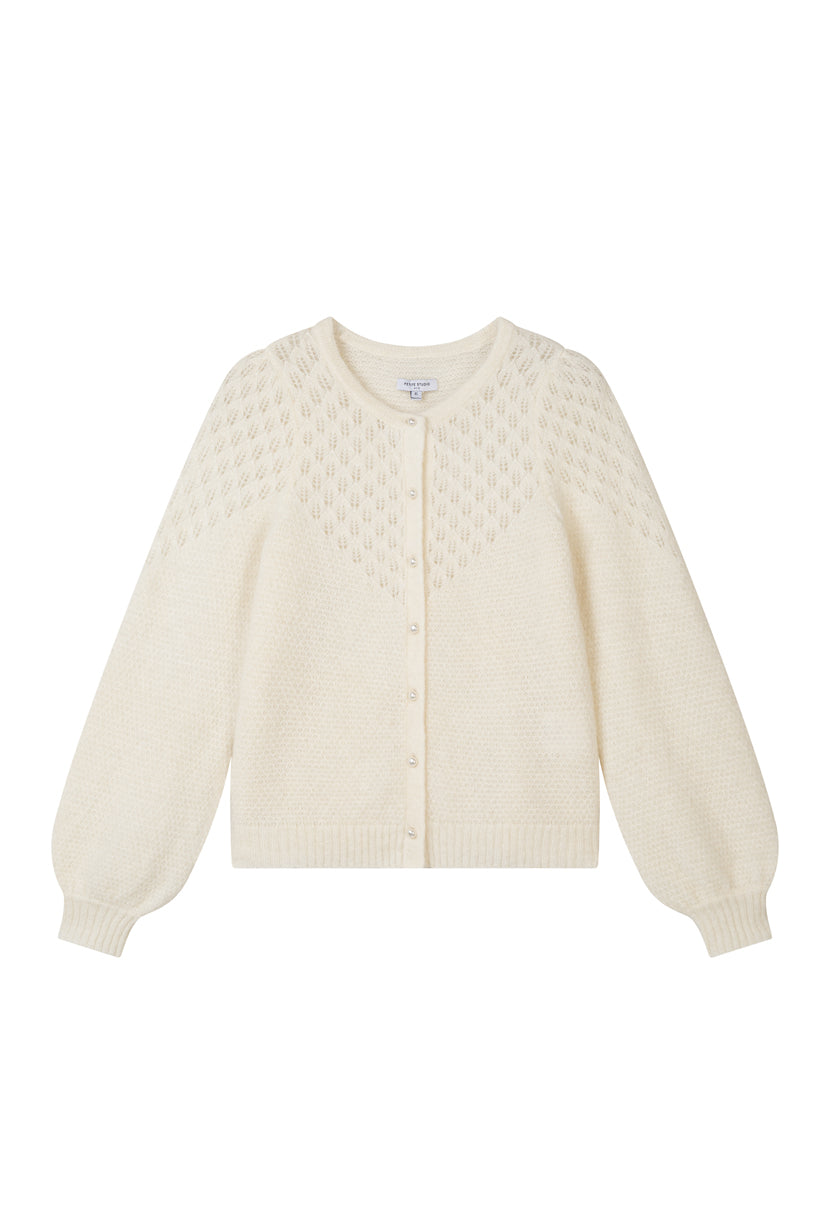 Petite Studio's Nathan Mohair-Blend Wool Cardigan in Ivory