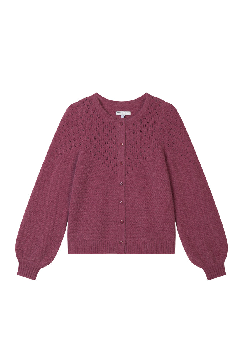 Petite Studio's Nathan Mohair-Blend Wool Cardigan in Plum 