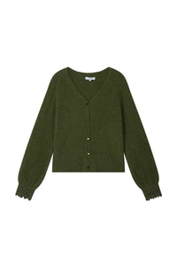 Petite Studio's Murphy Brushed Merino Wool Cardigan in Olive Green