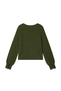 Petite Studio's Murphy Brushed Merino Wool Cardigan in Olive Green