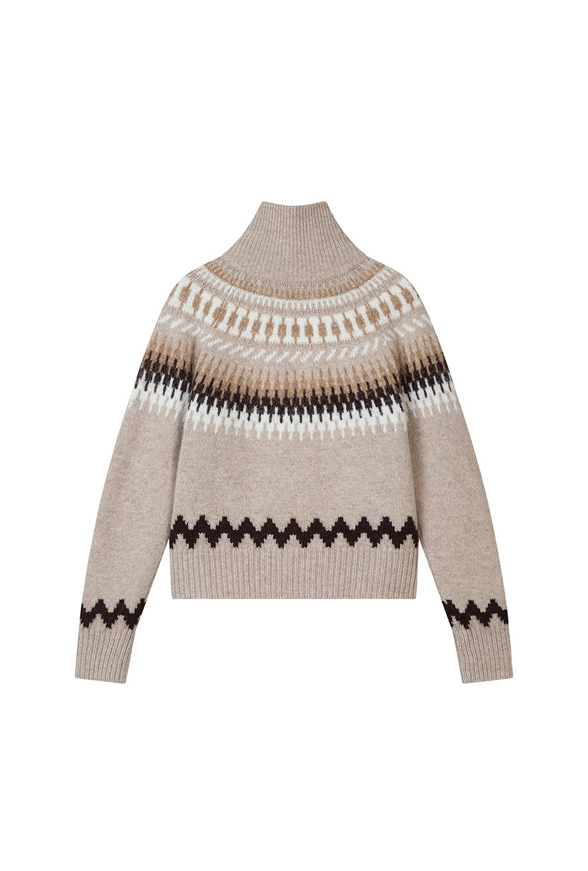 Petite Studio's Hugo Zipped Wool Knit Jacket in Camel