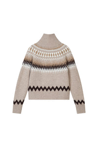 Petite Studio's Hugo Zipped Wool Knit Jacket in Camel