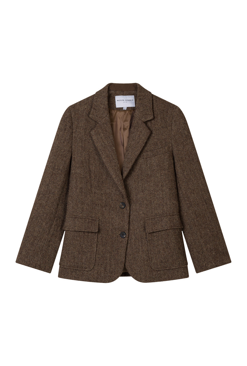 Petite Studio's Emilia Wool Blazer in Brown 