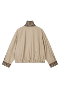 Petite Studio's Anora Cropped Bomber Cotton Jacket in Camel