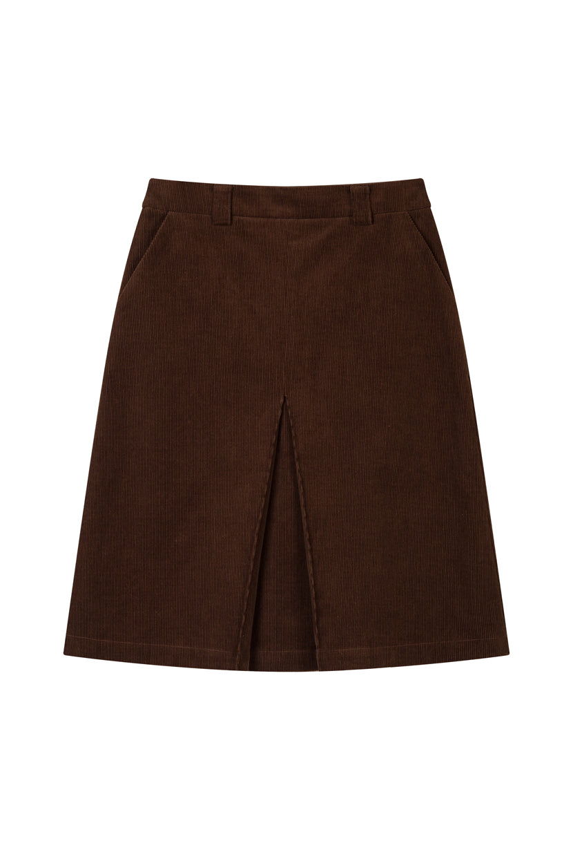 Petite Studio's Adriana Corduroy Skirt in Brown 