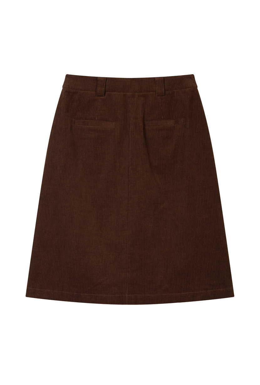 Petite Studio's Adriana Corduroy Skirt in Brown 