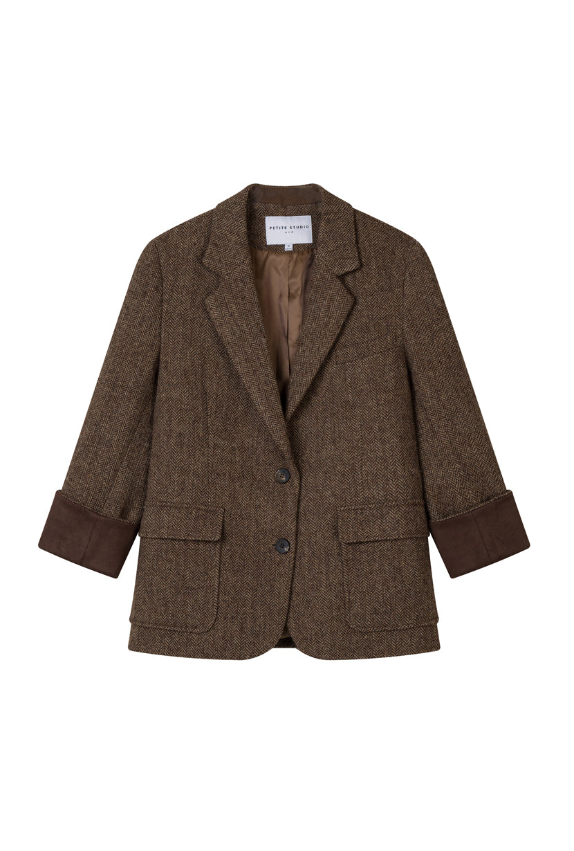 Petite Studio's Emilia Wool Blazer in Brown 
