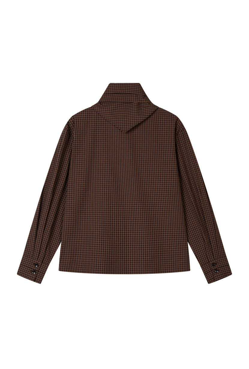 Petite Studio's Finn Cotton Scarf Shirt in Brown 