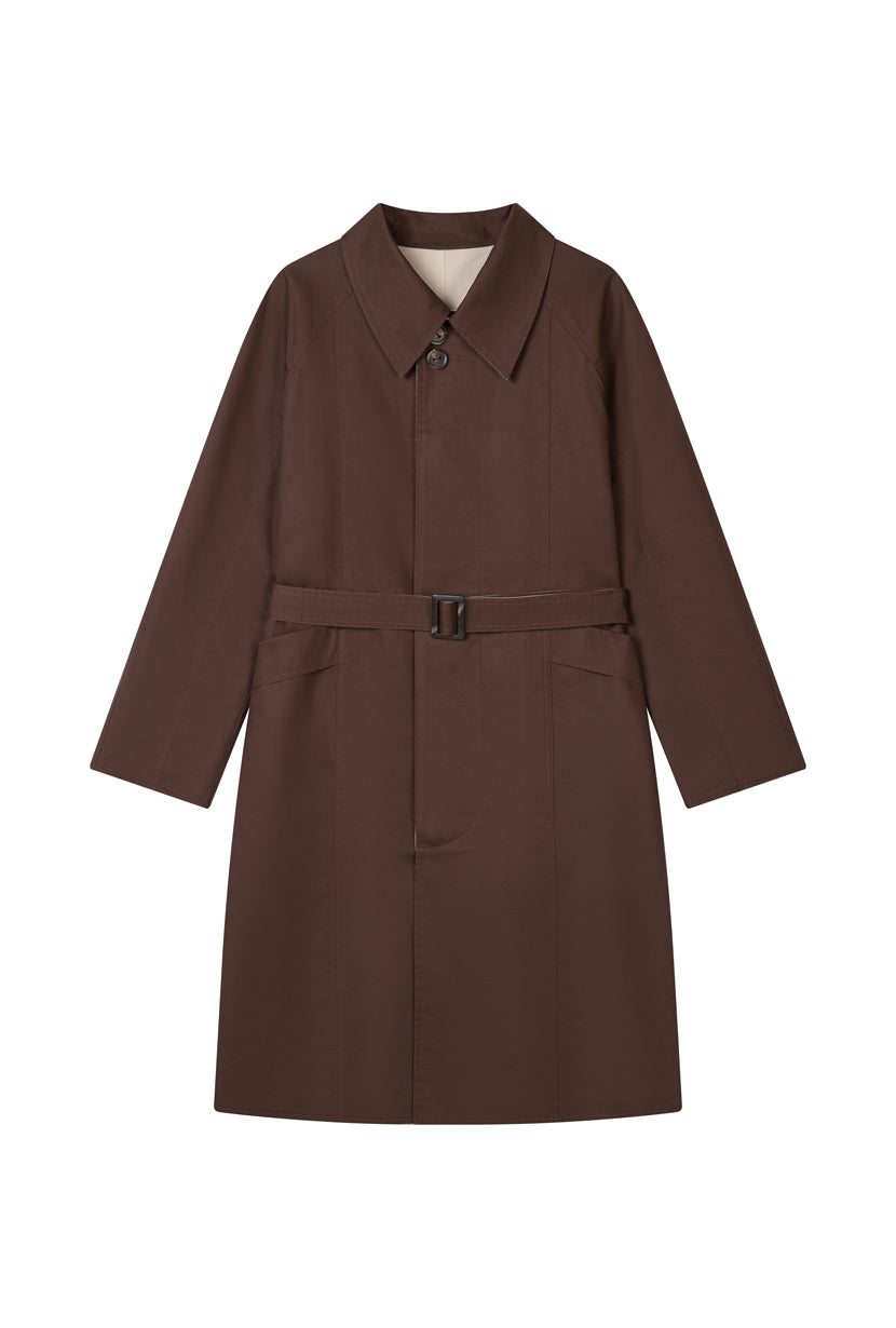 Petite Studio's Liam Reversible Cotton Trench Coat in Beige and Chocolate
