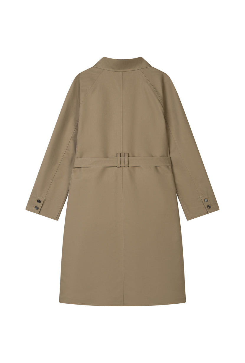 Petite Studio's Liam Reversible Cotton Trench Coat in Camel and Plaid