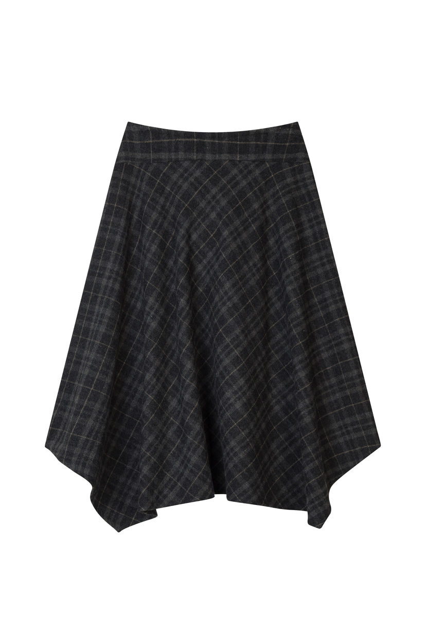 Petite Studio's Wyatt Wool Skirt in Charcoal Plaid
