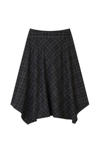 Petite Studio's Wyatt Wool Skirt in Charcoal Plaid
